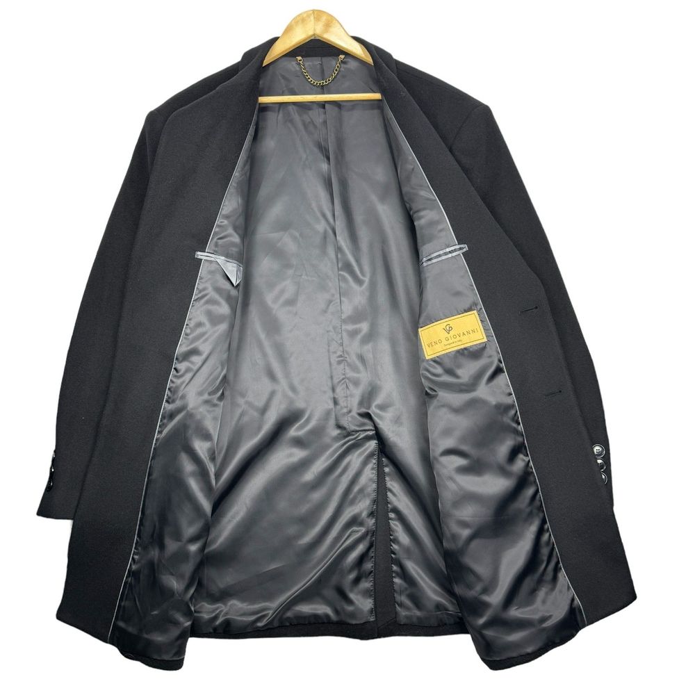 Veno Giovanni Wool Top Coat Black Size 2XL 48 Mens 3/4 Length Overcoat Jacket - Picture 7 of 14